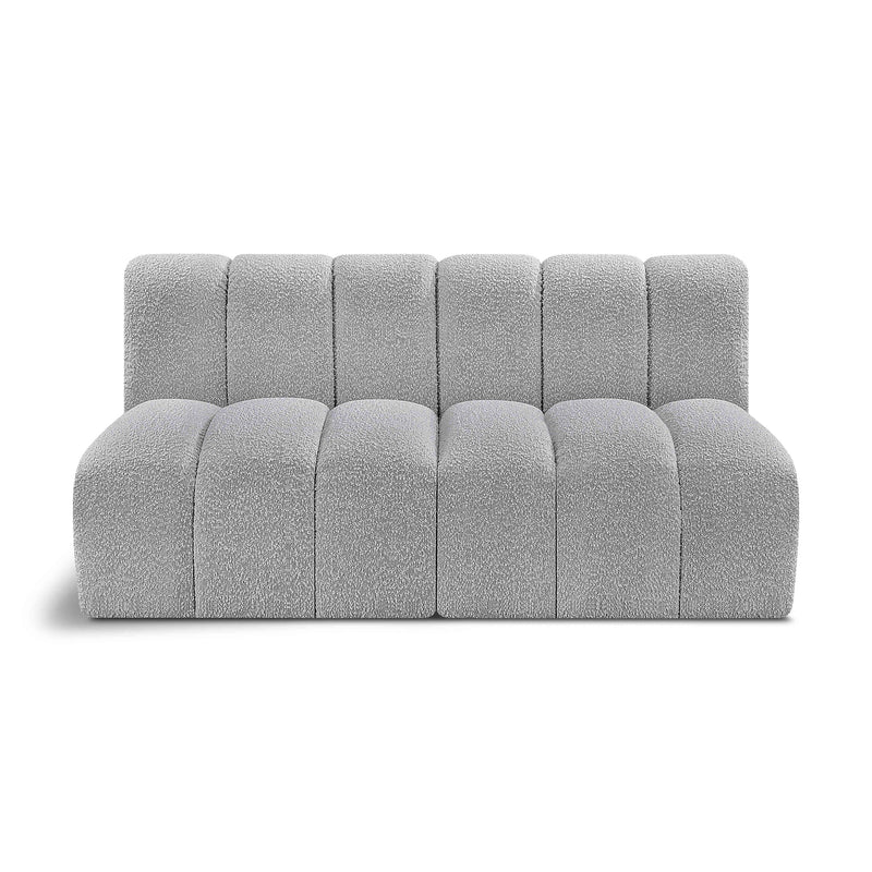 Meridian Arc Grey Boucle Fabric 2 pc Modular Sectional IMAGE 1