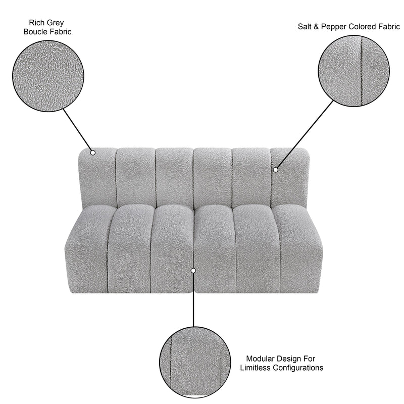 Meridian Arc Grey Boucle Fabric 2 pc Modular Sectional IMAGE 8