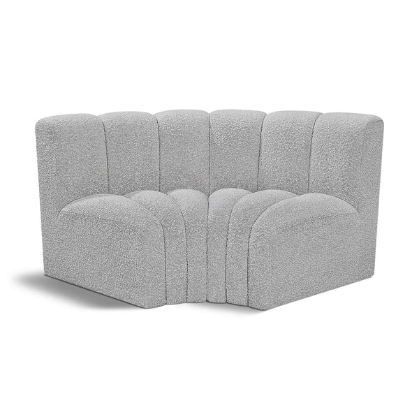 Meridian Arc Grey Boucle Fabric 2 pc Modular Sectional IMAGE 1