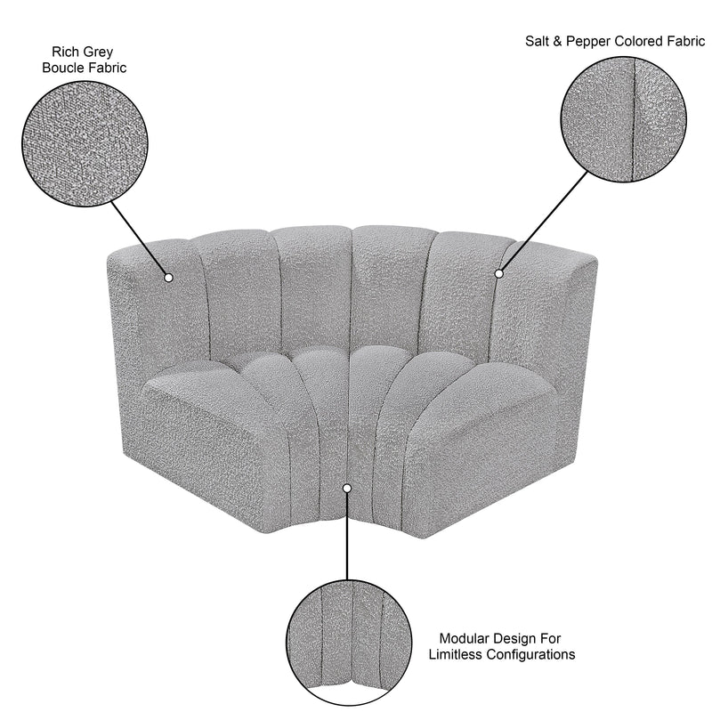 Meridian Arc Grey Boucle Fabric 2 pc Modular Sectional IMAGE 6