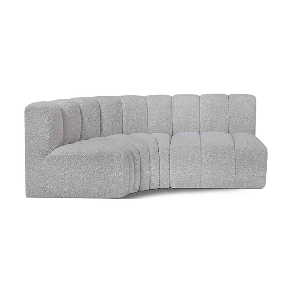 Meridian Arc Grey Boucle Fabric 3 pc Modular Sectional IMAGE 1