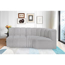 Meridian Arc Grey Boucle Fabric 3 pc Modular Sectional IMAGE 2