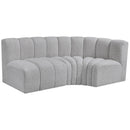 Meridian Arc Grey Boucle Fabric 3 pc Modular Sectional IMAGE 4