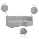 Meridian Arc Grey Boucle Fabric 3 pc Modular Sectional IMAGE 8