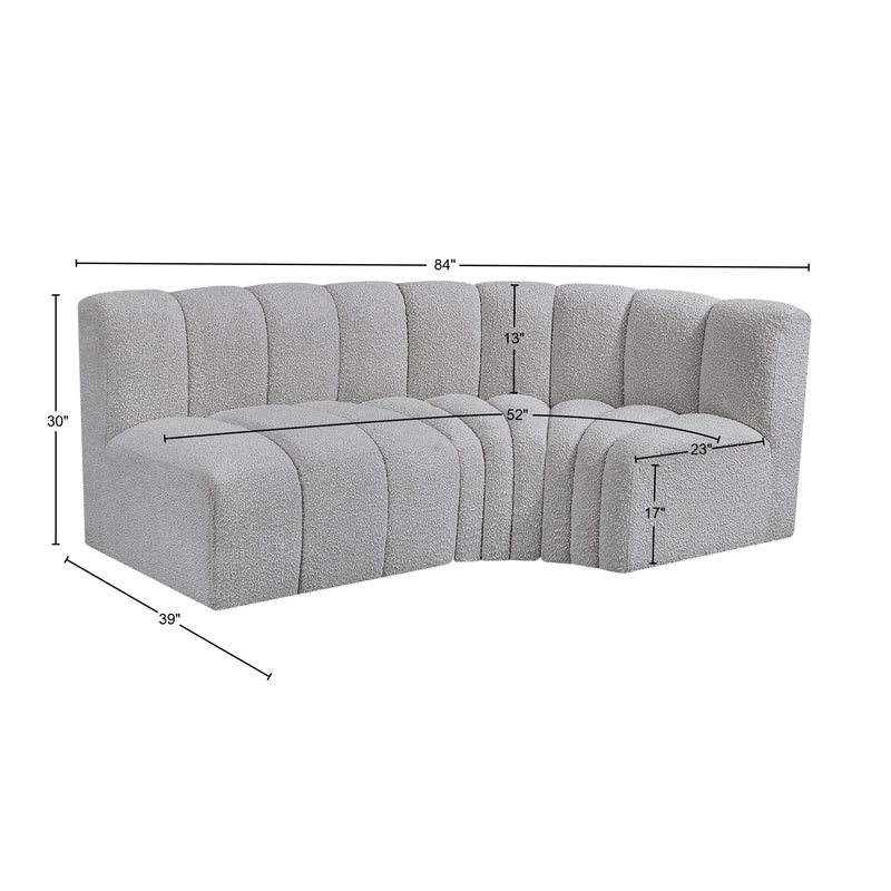 Meridian Arc Grey Boucle Fabric 3 pc Modular Sectional IMAGE 8