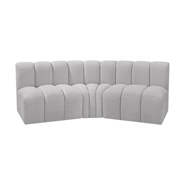 Meridian Arc Grey Boucle Fabric 3 pc Modular Sectional IMAGE 1