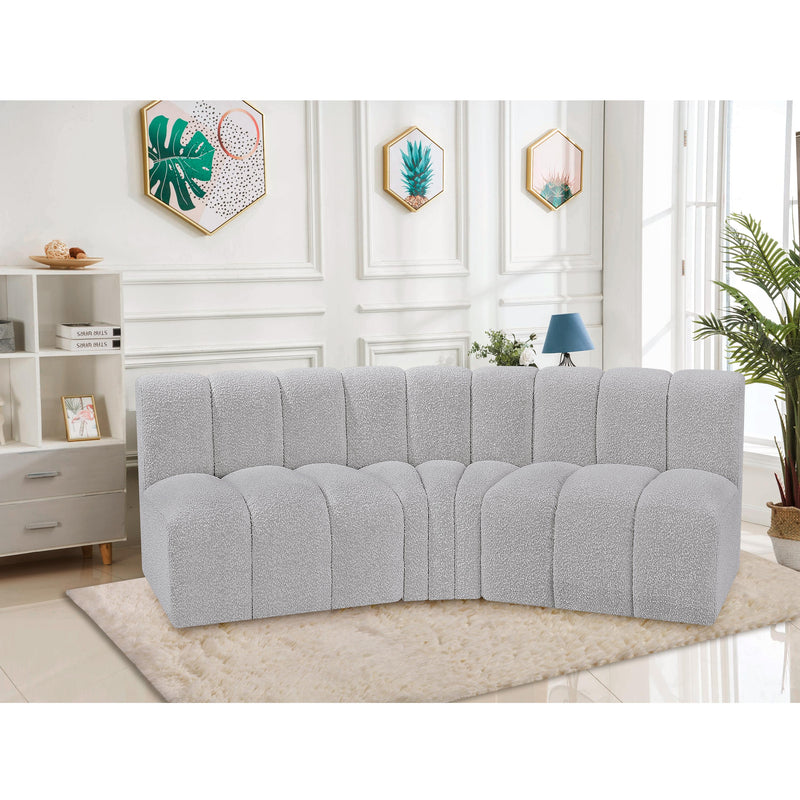 Meridian Arc Grey Boucle Fabric 3 pc Modular Sectional IMAGE 2