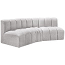 Meridian Arc Grey Boucle Fabric 3 pc Modular Sectional IMAGE 5