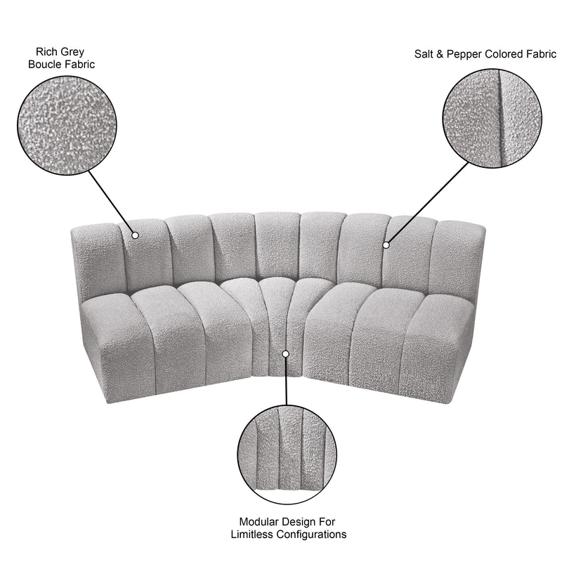 Meridian Arc Grey Boucle Fabric 3 pc Modular Sectional IMAGE 7