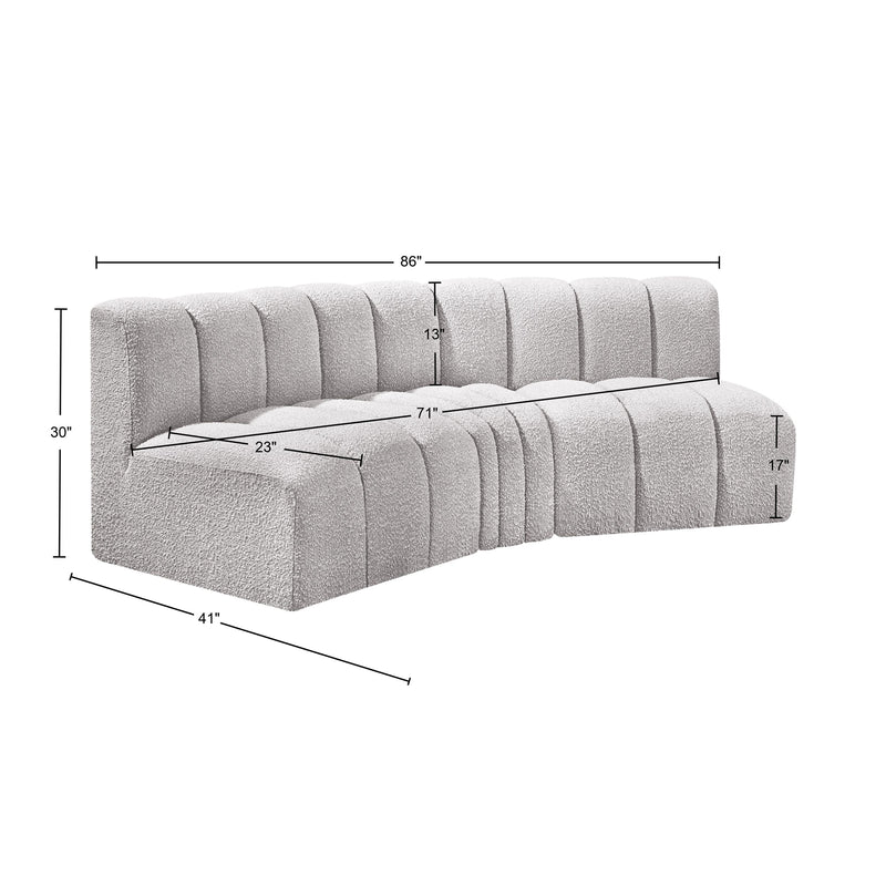Meridian Arc Grey Boucle Fabric 3 pc Modular Sectional IMAGE 8