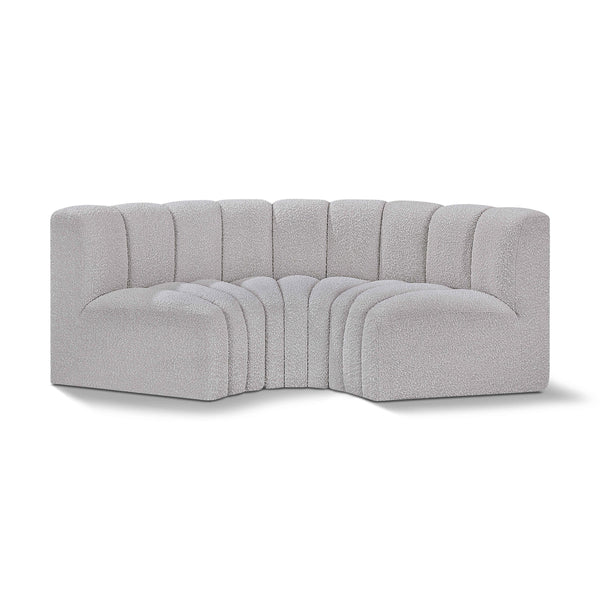 Meridian Arc Grey Boucle Fabric 3 pc Modular Sectional IMAGE 1