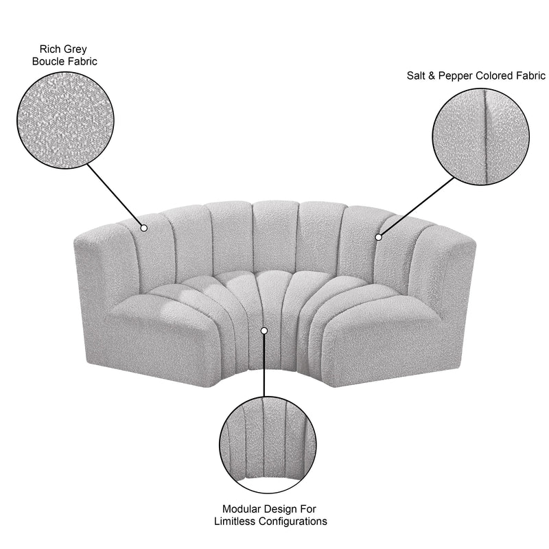 Meridian Arc Grey Boucle Fabric 3 pc Modular Sectional IMAGE 8