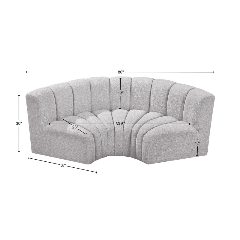 Meridian Arc Grey Boucle Fabric 3 pc Modular Sectional IMAGE 9