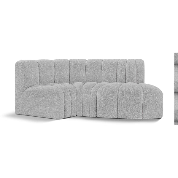 Meridian Arc Grey Boucle Fabric 3 pc Modular Sectional IMAGE 1