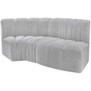 Meridian Arc Grey Boucle Fabric 3 pc Modular Sectional IMAGE 5