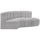 Meridian Arc Grey Boucle Fabric 3 pc Modular Sectional IMAGE 6