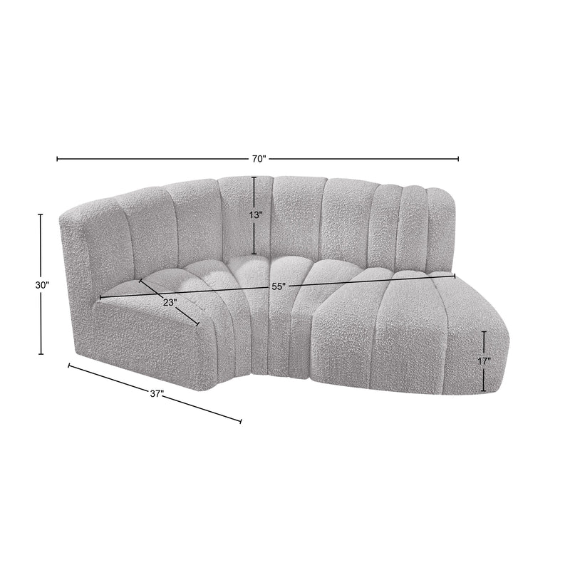 Meridian Arc Grey Boucle Fabric 3 pc Modular Sectional IMAGE 8
