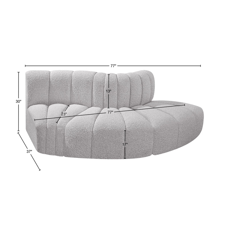 Meridian Arc Grey Boucle Fabric 3 pc Modular Sectional IMAGE 7