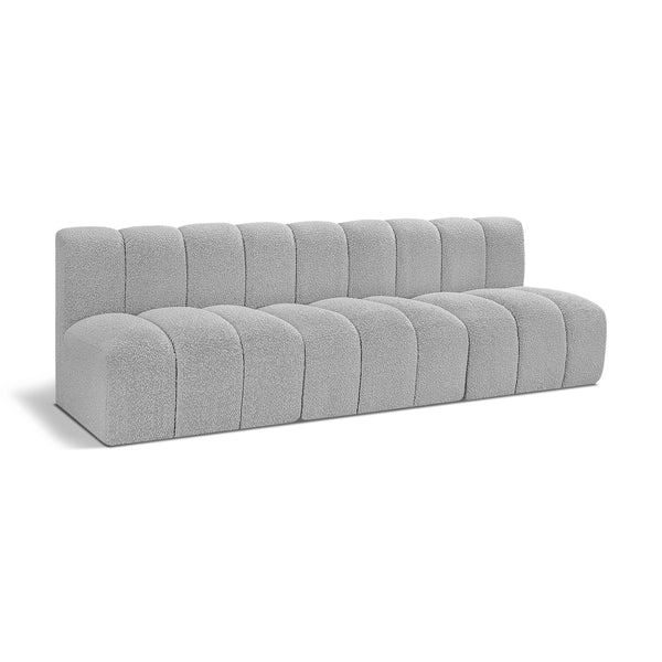 Meridian Arc Grey Boucle Fabric 3 pc Modular Sectional IMAGE 1