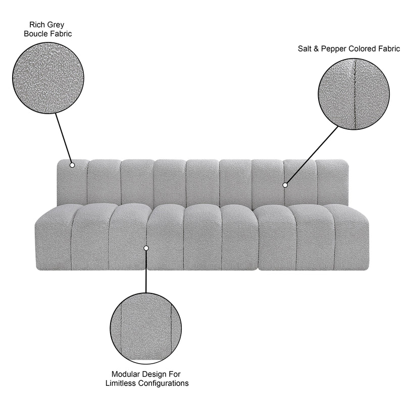 Meridian Arc Grey Boucle Fabric 3 pc Modular Sectional IMAGE 8