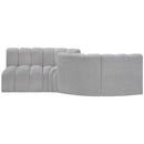 Meridian Arc Grey Boucle Fabric 4 pc Modular Sectional IMAGE 3