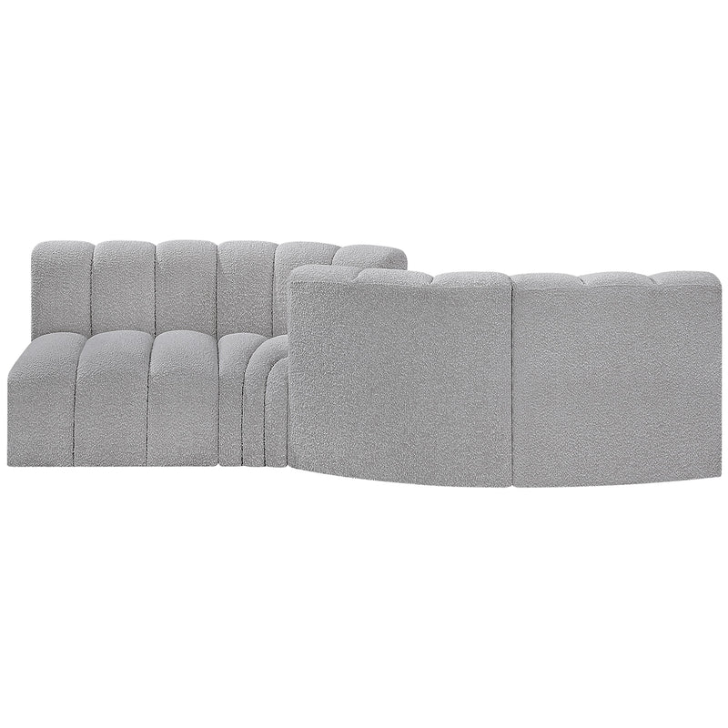 Meridian Arc Grey Boucle Fabric 4 pc Modular Sectional IMAGE 3