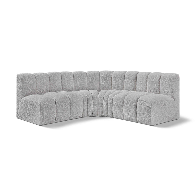 Meridian Arc Grey Boucle Fabric 4 pc Modular Sectional IMAGE 1
