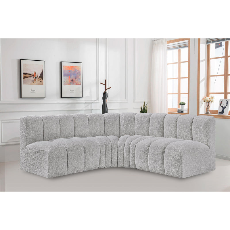 Meridian Arc Grey Boucle Fabric 4 pc Modular Sectional IMAGE 2