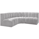 Meridian Arc Grey Boucle Fabric 4 pc Modular Sectional IMAGE 4