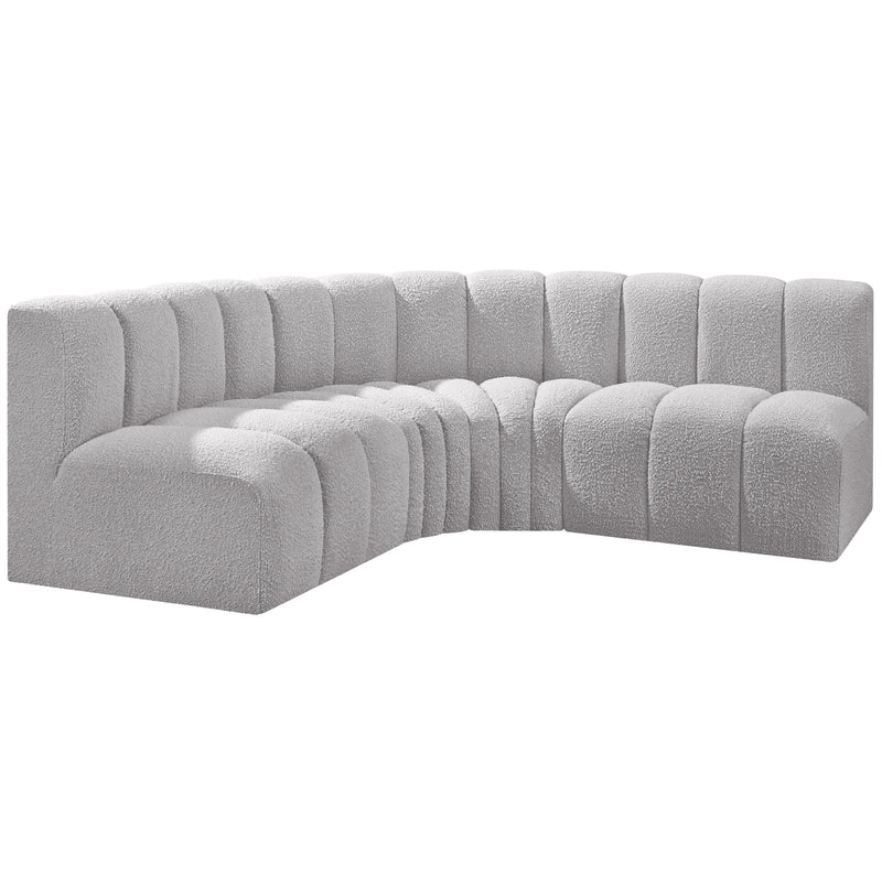 Meridian Arc Grey Boucle Fabric 4 pc Modular Sectional IMAGE 4