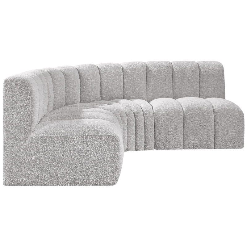 Meridian Arc Grey Boucle Fabric 4 pc Modular Sectional IMAGE 6