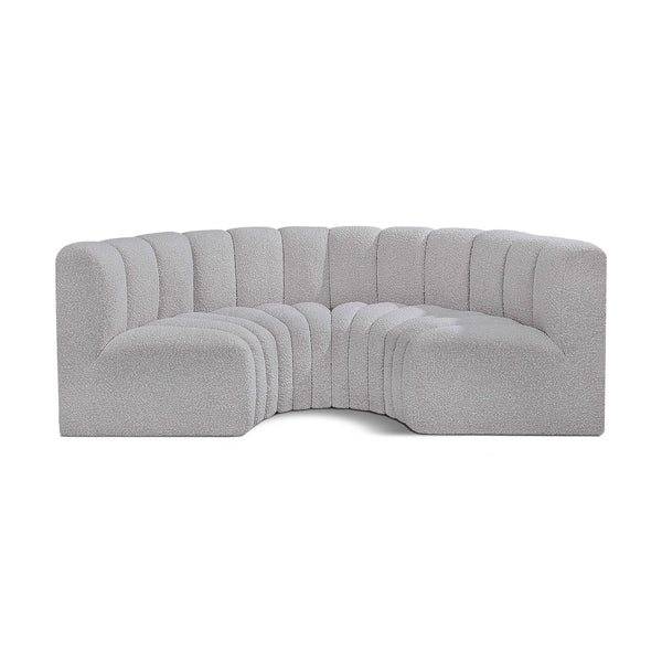 Meridian Arc Grey Boucle Fabric 4 pc Modular Sectional IMAGE 1