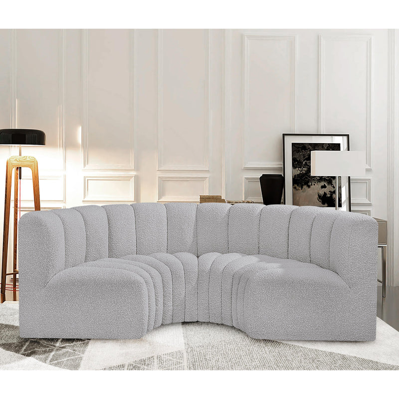 Meridian Arc Grey Boucle Fabric 4 pc Modular Sectional IMAGE 2