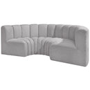 Meridian Arc Grey Boucle Fabric 4 pc Modular Sectional IMAGE 4