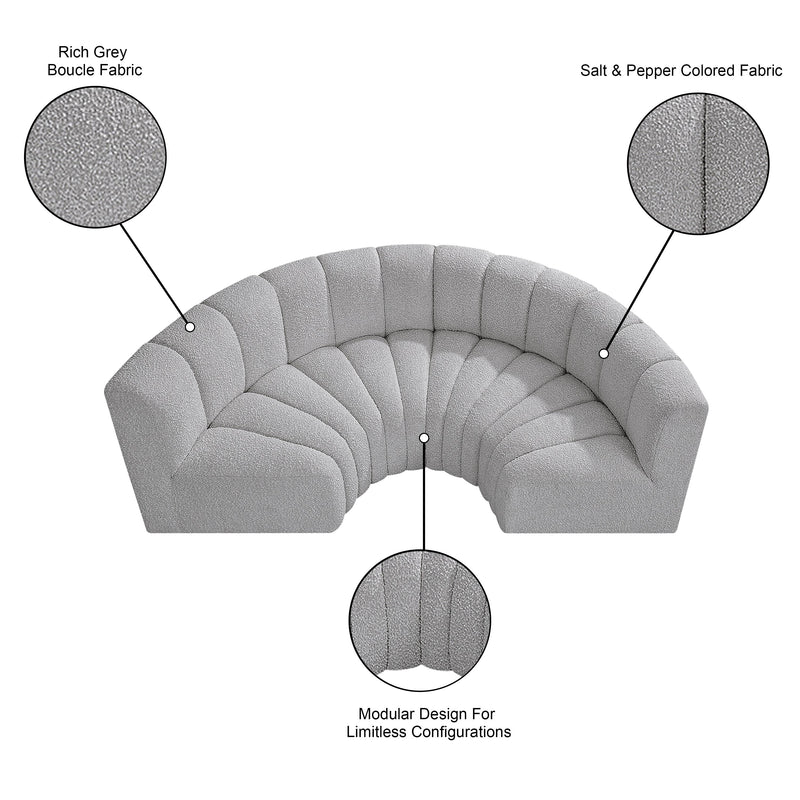 Meridian Arc Grey Boucle Fabric 4 pc Modular Sectional IMAGE 8
