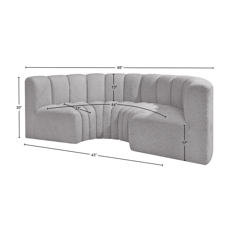 Meridian Arc Grey Boucle Fabric 4 pc Modular Sectional IMAGE 9