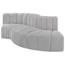 Meridian Arc Grey Boucle Fabric 4 pc Modular Sectional IMAGE 4