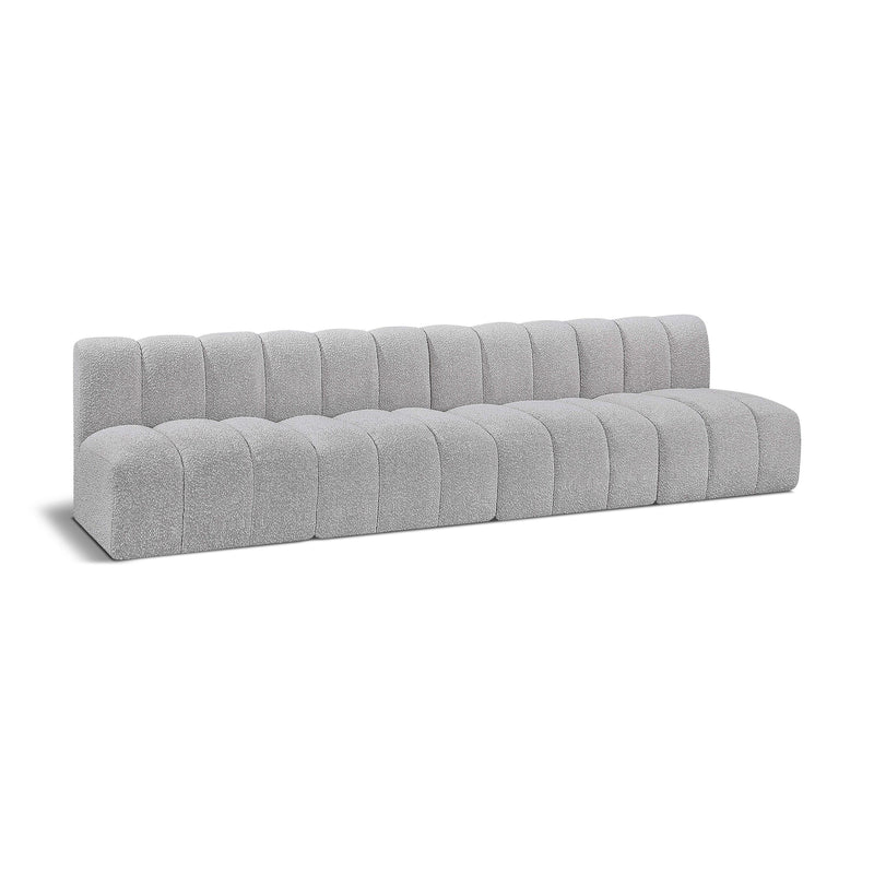 Meridian Arc Grey Boucle Fabric 4 pc Modular Sectional IMAGE 1