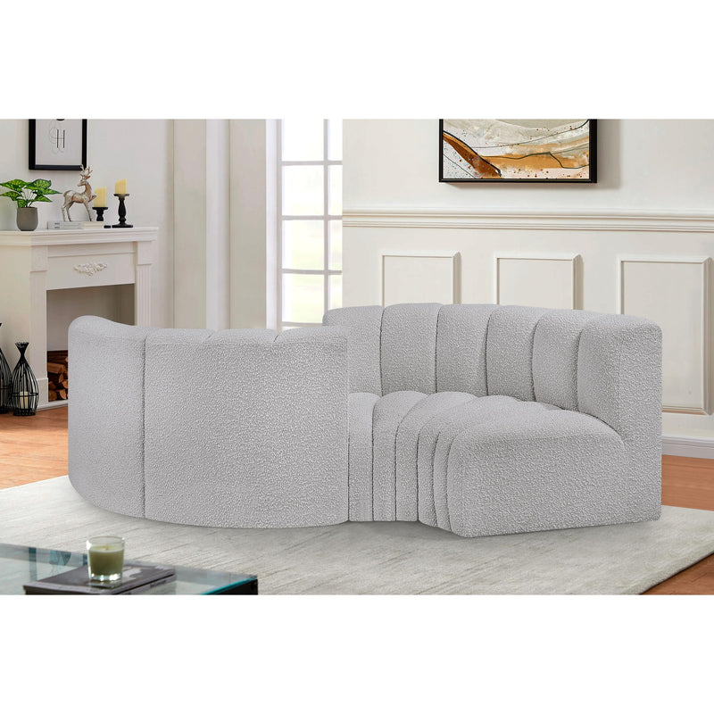 Meridian Arc Grey Boucle Fabric 4 pc Modular Sectional IMAGE 2