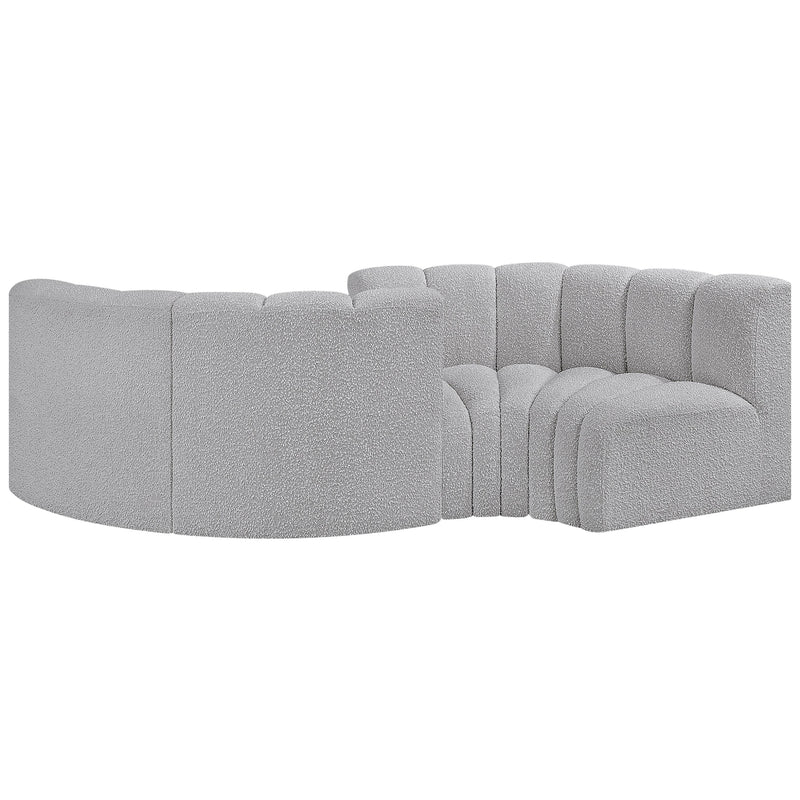 Meridian Arc Grey Boucle Fabric 4 pc Modular Sectional IMAGE 3