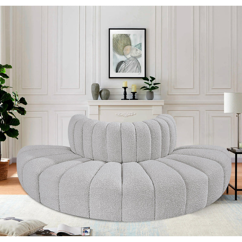 Meridian Arc Grey Boucle Fabric 4 pc Modular Sectional IMAGE 2