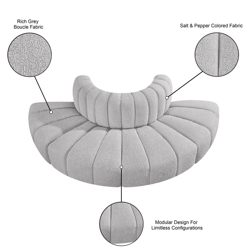 Meridian Arc Grey Boucle Fabric 4 pc Modular Sectional IMAGE 8