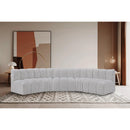 Meridian Arc Grey Boucle Fabric 5 pc Modular Sectional IMAGE 2
