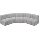 Meridian Arc Grey Boucle Fabric 5 pc Modular Sectional IMAGE 4