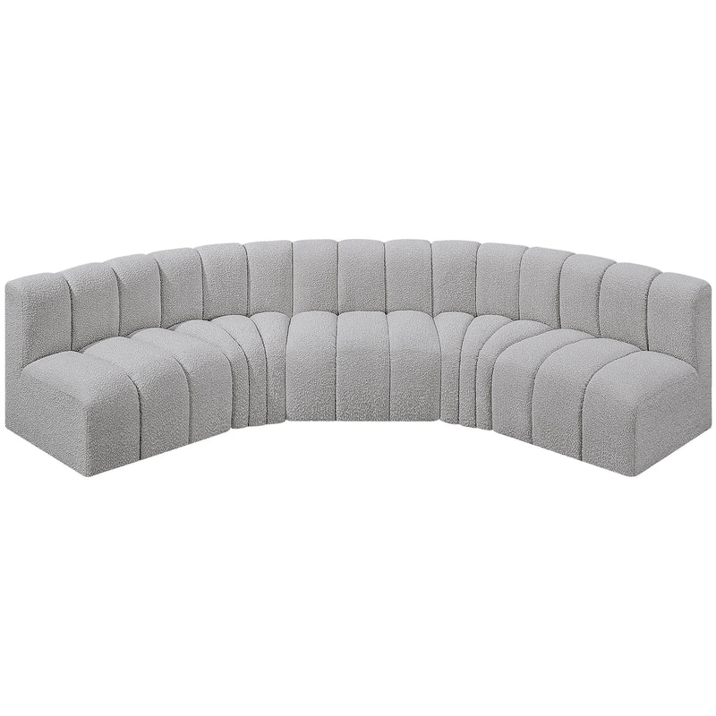 Meridian Arc Grey Boucle Fabric 5 pc Modular Sectional IMAGE 4