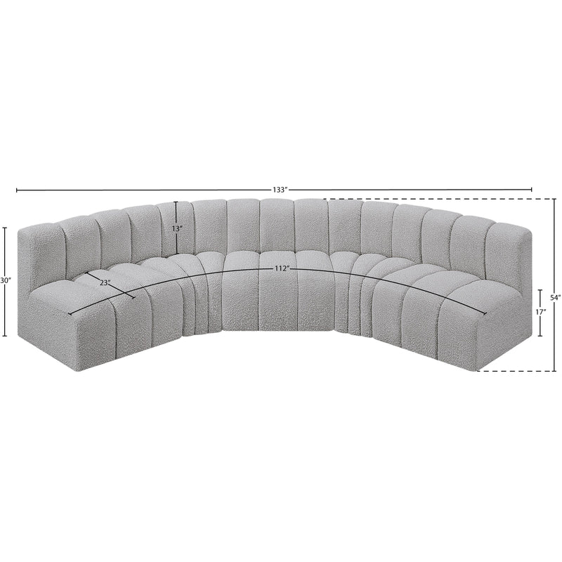 Meridian Arc Grey Boucle Fabric 5 pc Modular Sectional IMAGE 8
