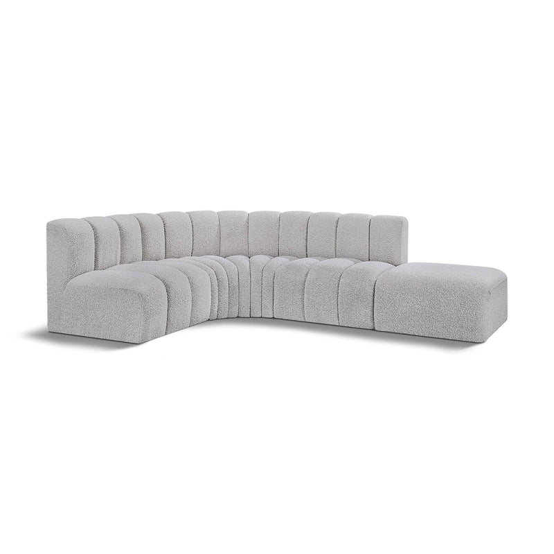 Meridian Arc Grey Boucle Fabric 5 pc Modular Sectional IMAGE 1