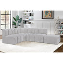 Meridian Arc Grey Boucle Fabric 5 pc Modular Sectional IMAGE 2