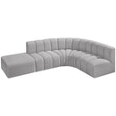 Meridian Arc Grey Boucle Fabric 5 pc Modular Sectional IMAGE 4