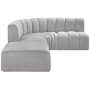 Meridian Arc Grey Boucle Fabric 5 pc Modular Sectional IMAGE 5